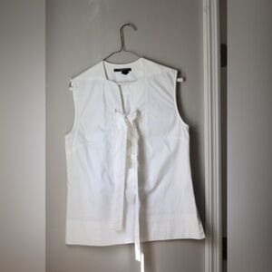 Derek Lam White Sleeveless Blouse with Tie Detail